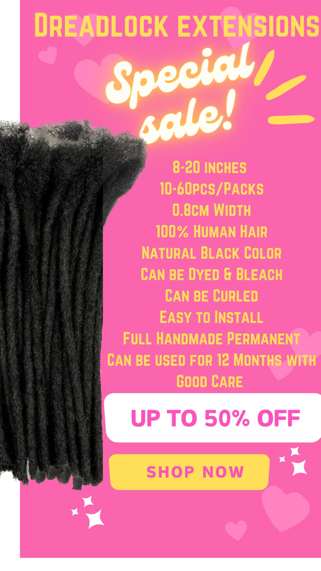 Handmade Human Hair Loc Extensions